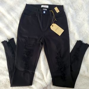 VIBRANT M.I.U BLACK SKINNY DISTRESSED JEANS SIZE 5/W26